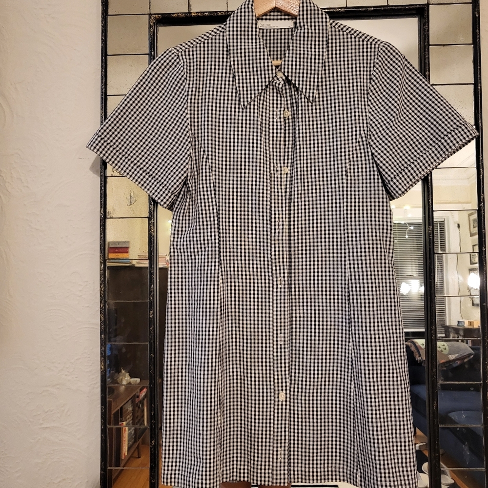 OAK + FORT Black and White Gingham Dress